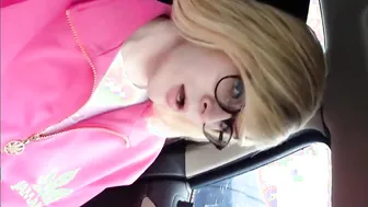 Cute Crossdresser Masturbates and Cums in Car
