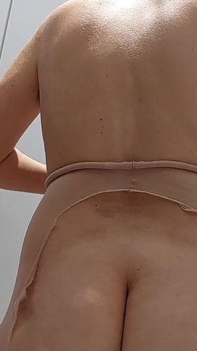 Stunning moment from &quot;Amateur milf pussy, big ass, big tits. Sexy mom tries on pantyhose.&quot;
