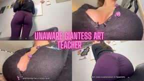 Giantess Latina Art Teacher: unaware buttcrush and giant cleavage