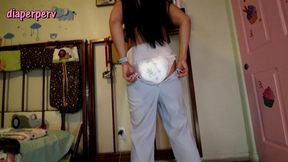 asian jazmine cruz trying pullups and diapers with clothing