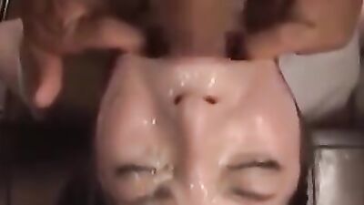 JAV Idol Ai gets Extreme Deep Throat Mouth Brace Bukkake then Piss in Mouth