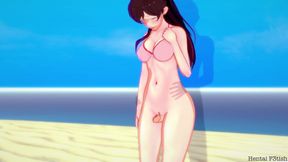 Rental girlfriend: Chizuru gives great blowjob and rides at the beach