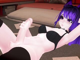 Excited Futanari Strokes Her Penis and Cums All Over Herself