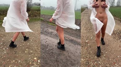 Naked under while walking showing clear in public