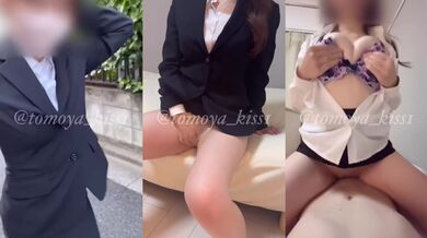 Office lady with big tits leaks while job hunting hard