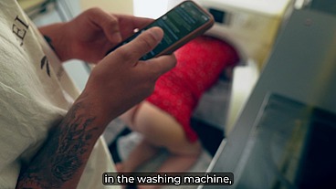 Step Son Fucks Step Mom Stuck in Washer - Hot Creampie Finish