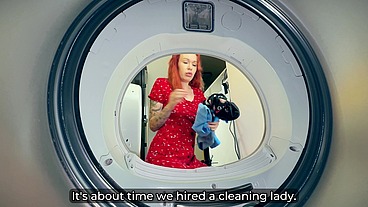 Step Son Fucks Step Mom Stuck in Washer - Hot Creampie Finish