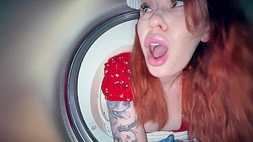Step Son Fucks Step Mom Stuck in Washer - Hot Creampie Finish