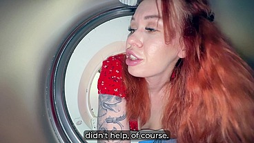Step Son Fucks Step Mom Stuck in Washer - Hot Creampie Finish