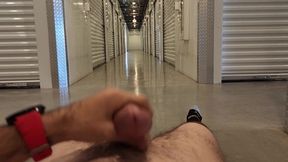 Bi Risky public storage stroke and cum