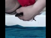 Mistress got bored at work so she ordered slave to cum all over a big black cock