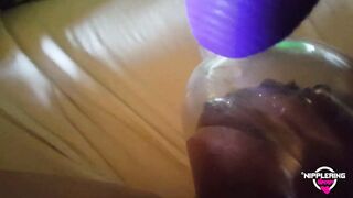 nippleringlover turned on MILF pumping pierced vagina, masturbating finger fucked long cunt, pinching intense pierced nipples