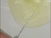 Desperate young man pissing, long and pleasurable, pov
