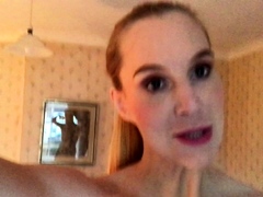 Webcam busty blonde stripped covered by oil anal masturbate