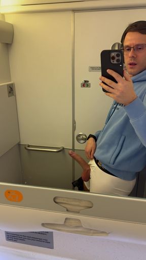Jerking off and Cumming on Plane. Wish You Were Here to Take My Cum Into Your Mouth!