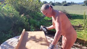 Granny Works Naked in Her Garden!