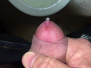 Here’s a recording of a recent Cumshot at work in Slow Motion into toilet full of my piss