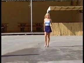 Blonde Babe Sucking Cock on Leather Couch