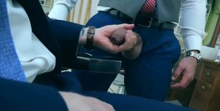 Classy men work their magic in a mutual business gay play