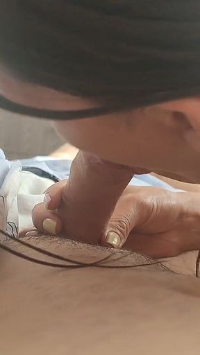 Step Sister Sucks and Jerks My Little Cock Waiting for Cum