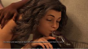 My Hotwife - Gameplay - Roleplay - the Kiss - Horny Wife Kiss the Husband Friend,gets Fucked and Licking Cum