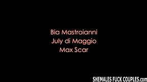 Shemale stunner Bia fucking a hot couple