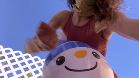 Destroying Inflatable Snow Man