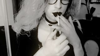 Gorgeous Crossdresser Smoking Slender Ciggy Yam-sized Milk cans Neil Penetrates Gigantic Glasses