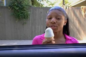 Ebony petite vixen radiates fiery charm in a daring POV intimate passionate play