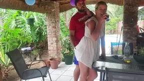 Fucking the Neighbors Wife on the Patio Where He Can Easily See Us