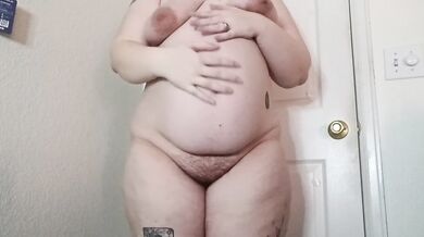 8 Months Pregnant BBW Dress Strip Tease