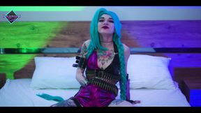 Hot Babe Jinx From League of Legends Has Big Dildo Fun