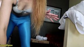 kitty quinn really had to pee and legit real accident in spandex