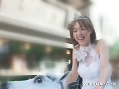 Asian teen doll getting pussy wet while riding the bike