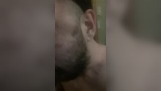 Me gargling a humungous dark-hued fuck stick like a fag