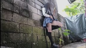 Cute College Girly Pissing So Gushy While Watching Fb On Her Phone