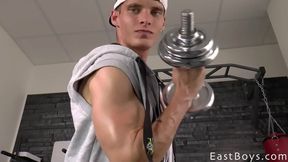 Alexander Dorch Flexes Muscles andJerks Off in Hot Web Cam Session
