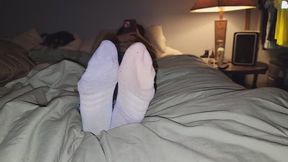 Chrissy colorful sock tease