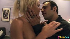 Busty blonde MILF Rhylee Richards enjoys a hot threesome with her husband