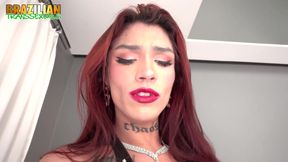 BRAZILIAN TRANSSEXUALS Redhead Spreads Wide and Plays With Big Toy