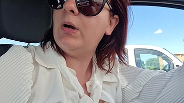 Costum Request: the car won't start! Aggressive revving in public place breasts out and high heels