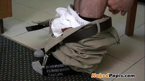 Naked papi jerking thick cock