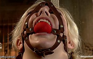 Bound blonde slave dyke whipped