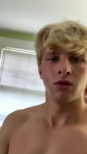 Blond student muscular Chris jerks off and cums