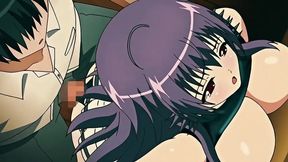 Girl with Long Purple Hair and Beautiful Breasts Loves It When Her Boyfriend Makes Her Suck His Dick at Dinner
