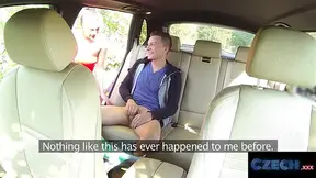 Czech beauty takes massive dick in cab