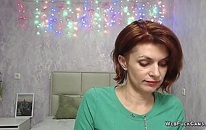 Clothed redhead Milf chatting in webcam show