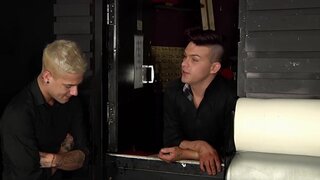 Lad with a mohawk is banging the bleached blond fellow
