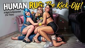 Human Furniture Party: 3 Queens Sitting On Human Rug