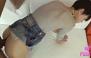 Hot short haired brunette michelle b gets butt fucked & atm creampied!